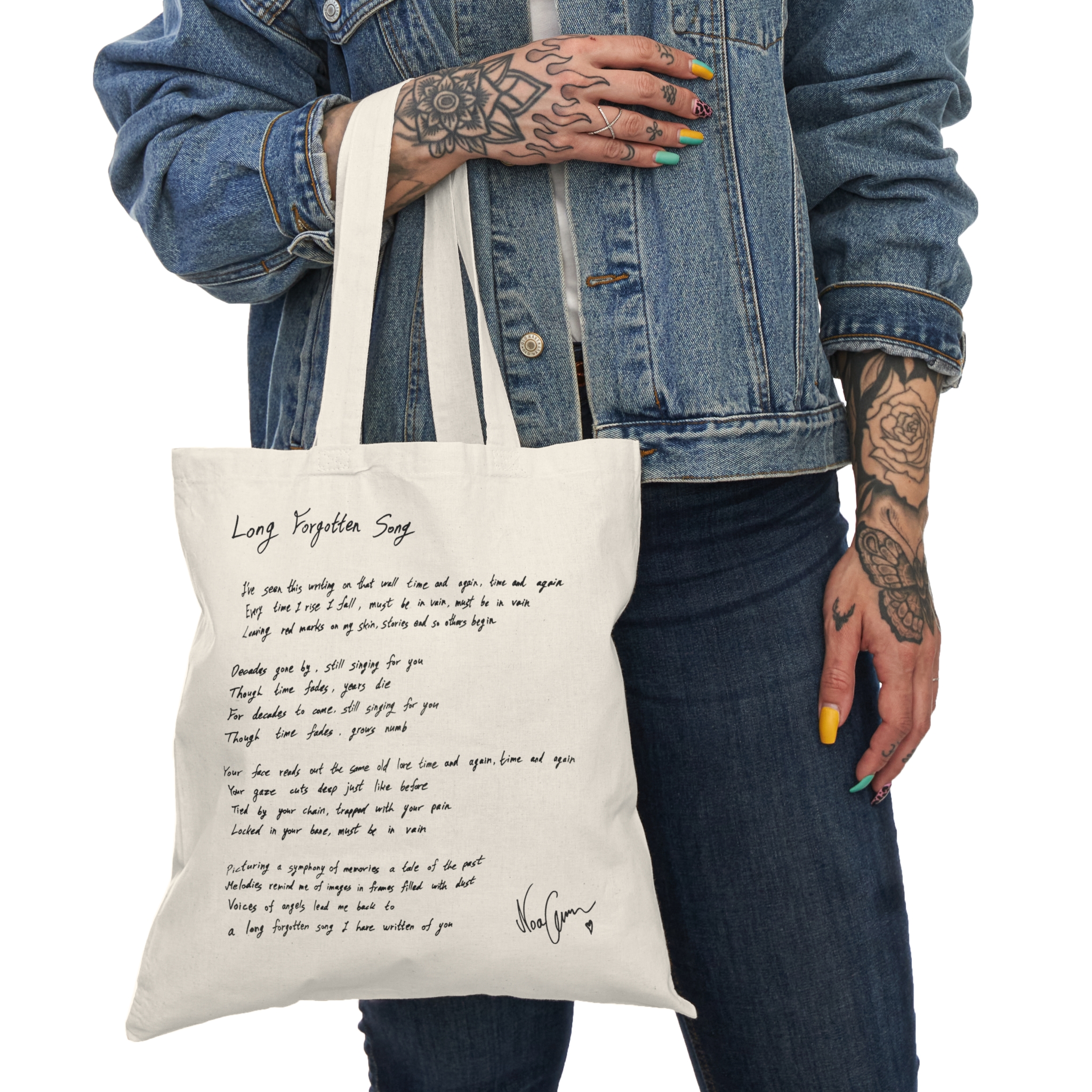 "Long Forgotten Song" Tote Bag - Hand Written Lyrics by Noa Gruman - Image 3