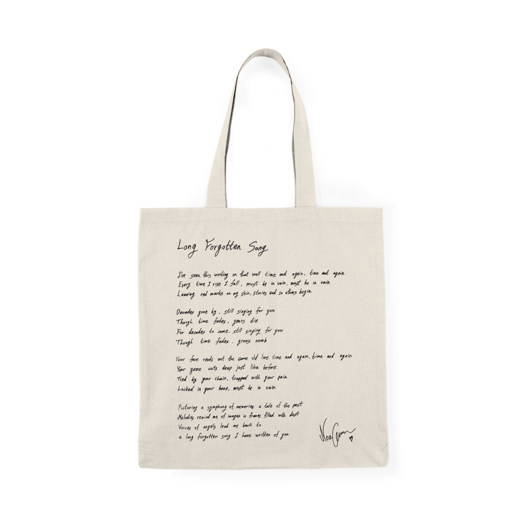 "Long Forgotten Song" Tote Bag - Hand Written Lyrics by Noa Gruman